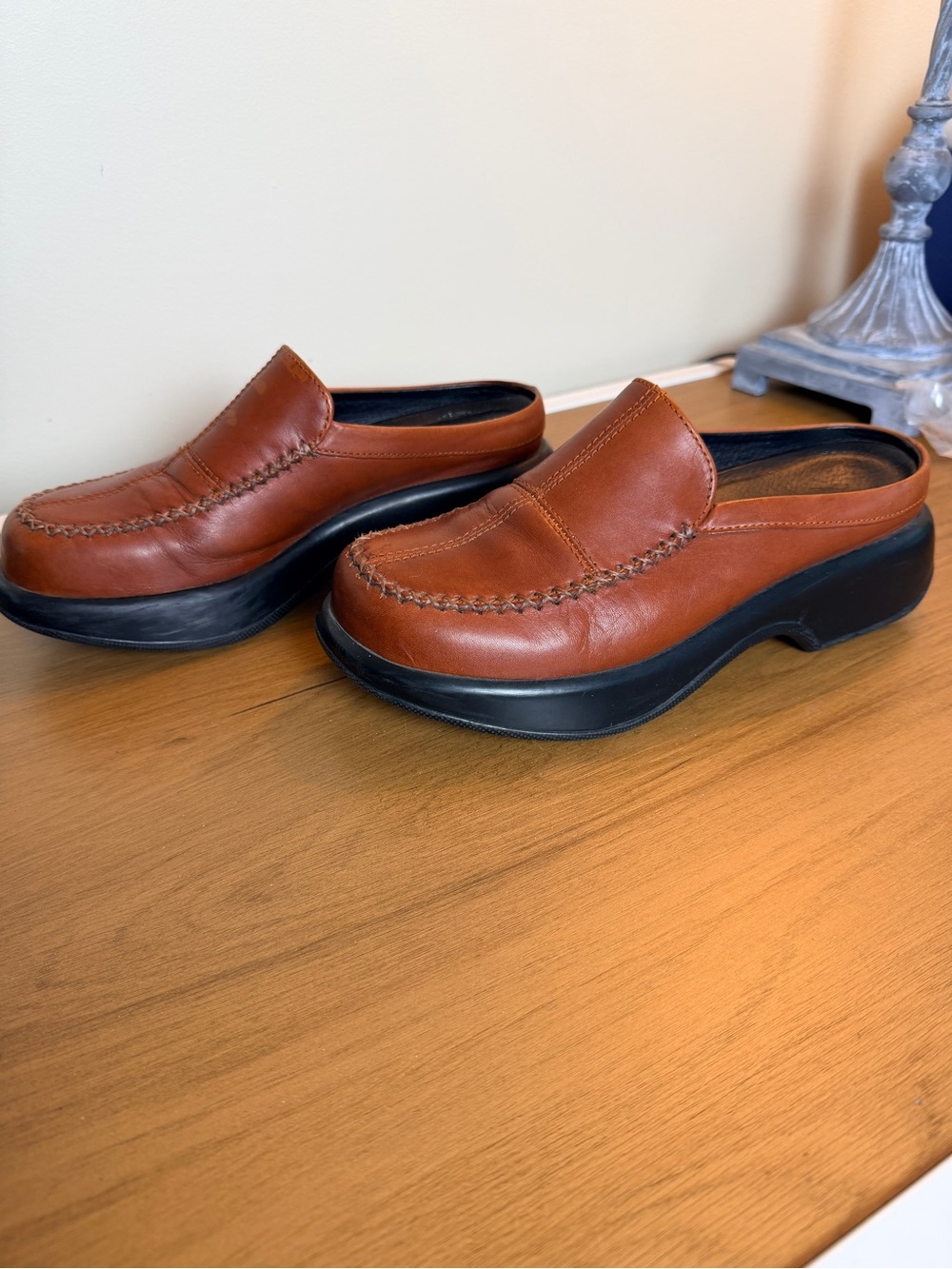 Dansko Madigan Leather Slip-On Mule in Cognac Brown